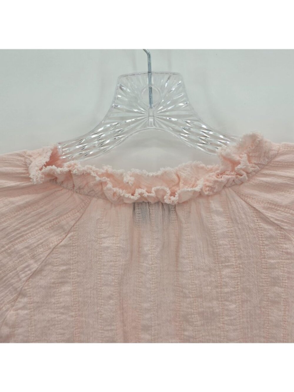 Hester & Orchard Top Womens XL Pale Pink Ruffle Cotton Gauze Boho Peasant Office - Picture 6 of 10